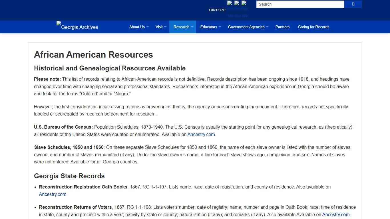 African American Resources Georgia Archives