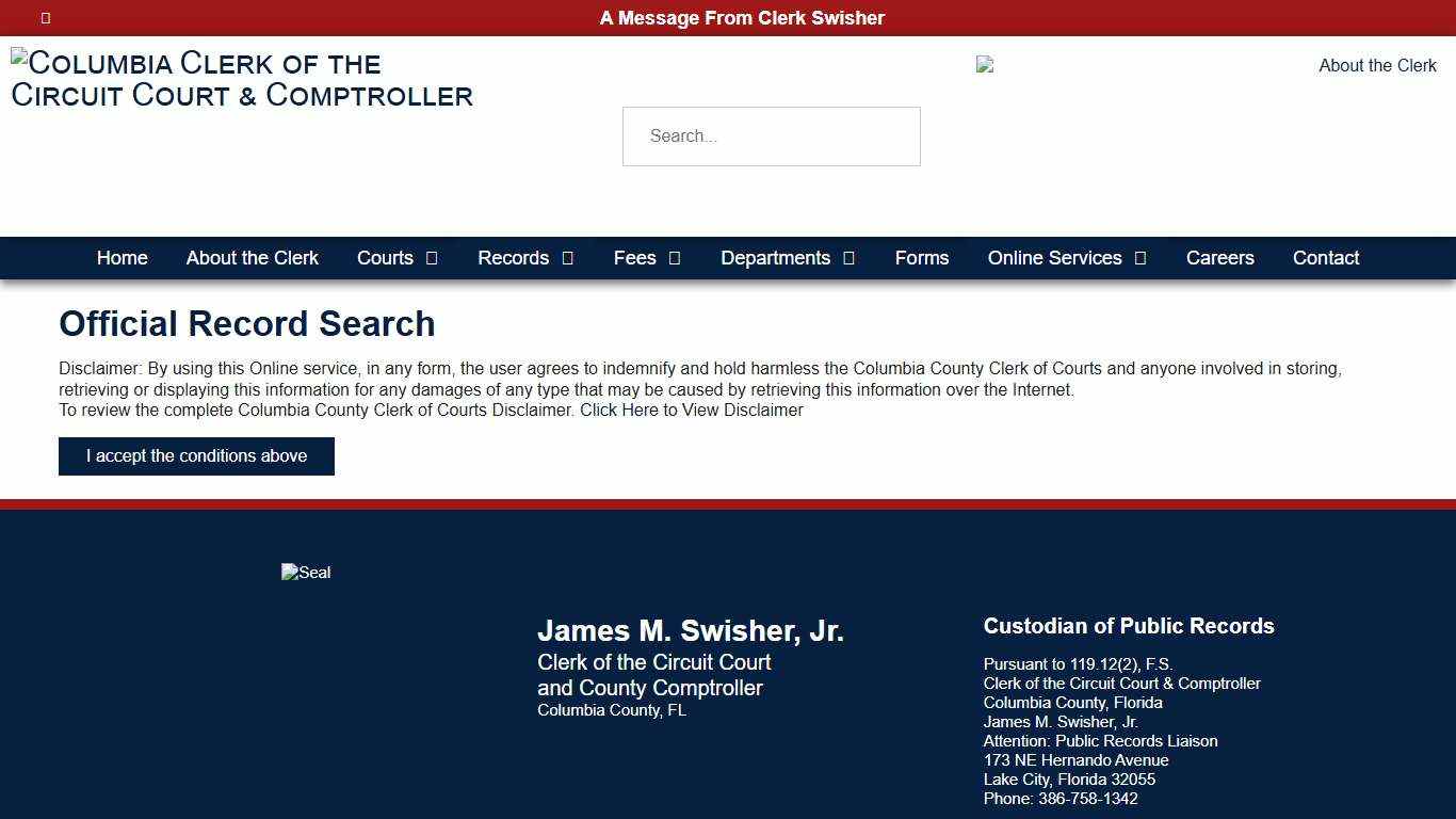 Official Record Search – Columbia Clerk of the Circuit Court & Comptroller