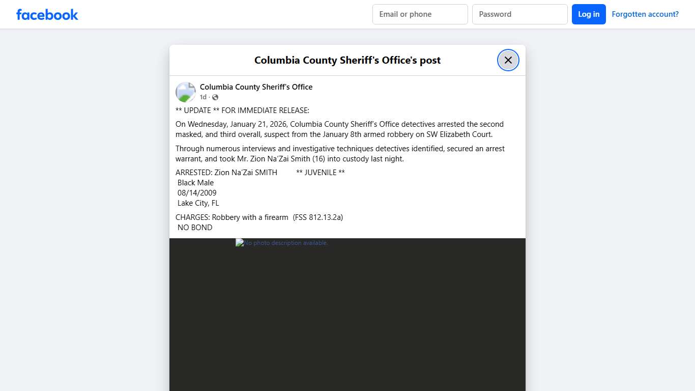 ** UPDATE ** FOR... - Columbia County Sheriff's Office Facebook